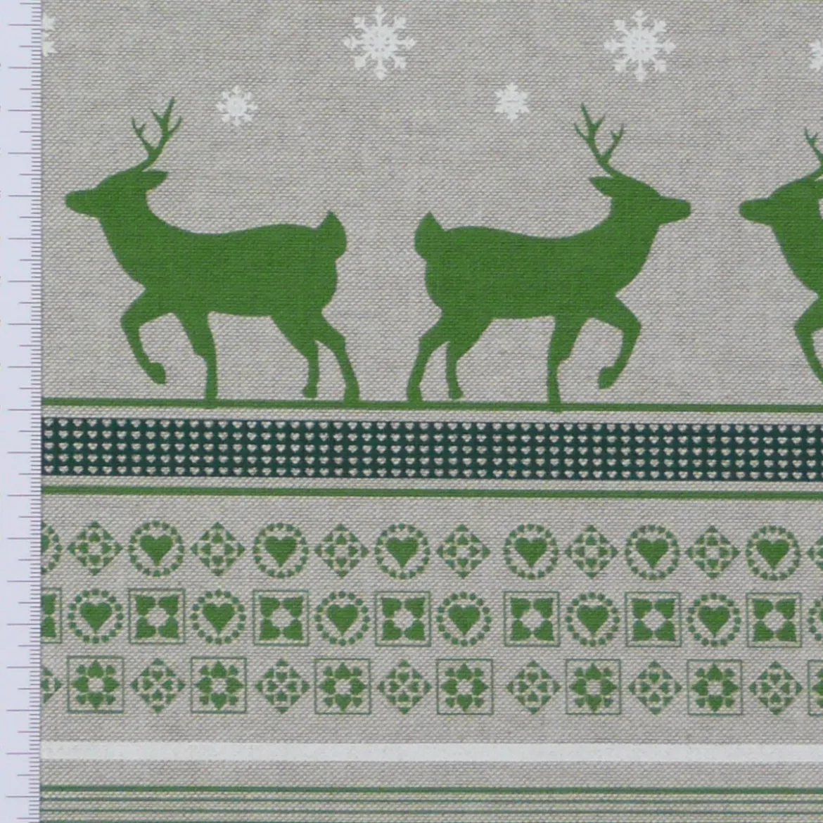 Dekostoff Stoff Dekostoff Meterware Rentiere Streifen grün Weihnachten