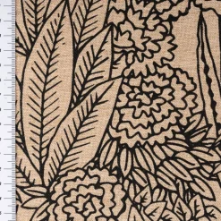 Dekostoff Vorhangstoff Leinenoptik Orphee Botanics natur schwarz 155cm Breite