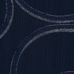 Dekostoff Weihnachten Ornamente Schnörkel Lurex dunkelblau silberfarbig 1,40m Breite
