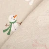 Dekostoff Weihnachtsstoff Leinenlook Xmas Happy Snowman Schneemann natur weiß 1,4m Breite