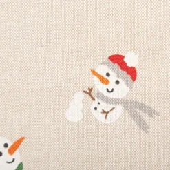 Dekostoff Weihnachtsstoff Leinenlook Xmas Happy Snowman Schneemann natur weiß 1,4m Breite