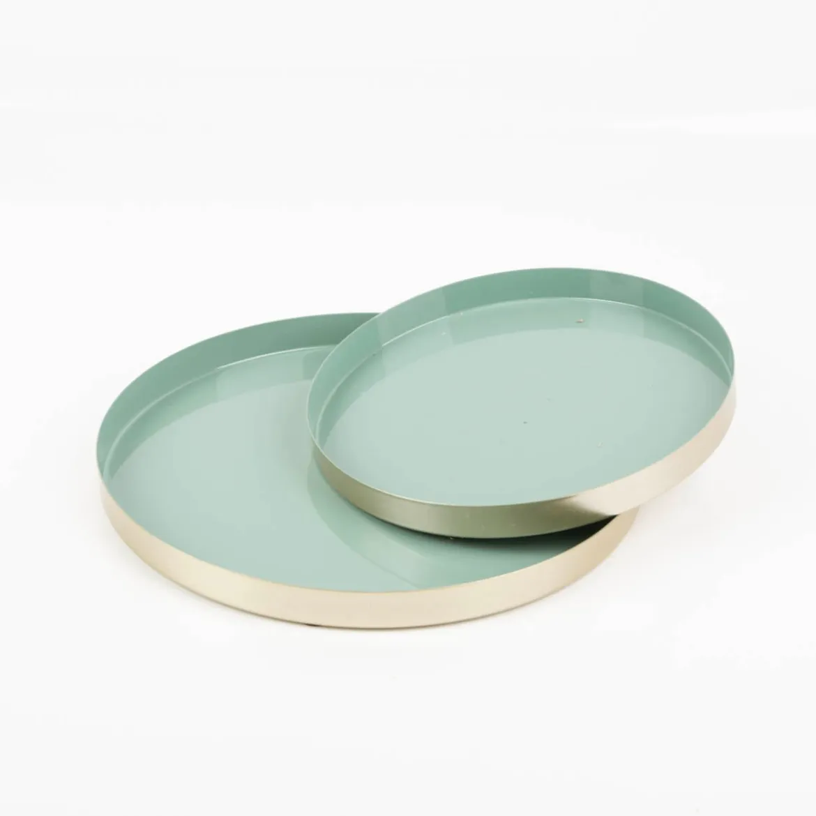 Deko Tablett aus Metall eukalyptus gold matt 2er Ser 20+25cm von Rayher