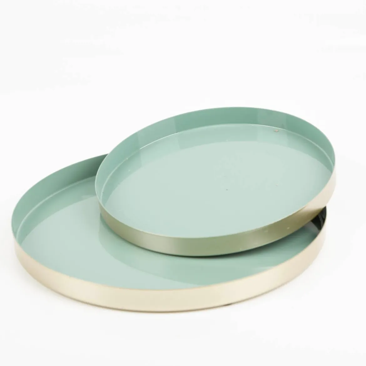 Deko Tablett aus Metall eukalyptus gold matt 2er Ser 20+25cm von Rayher