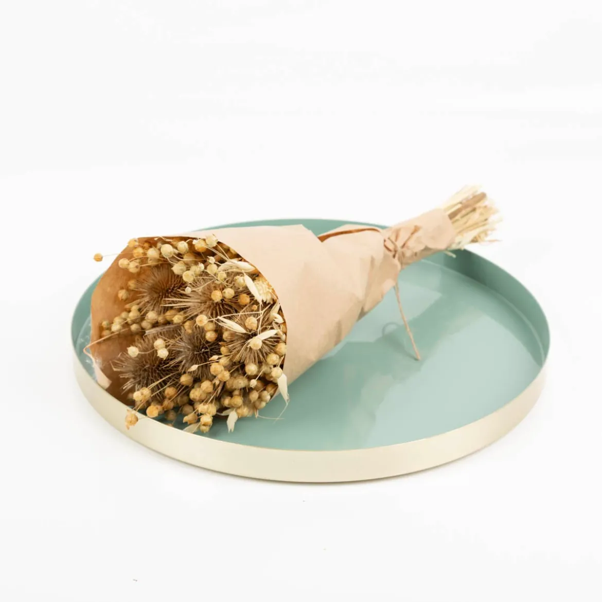 Deko Tablett aus Metall eukalyptus gold matt 30cm von Rayher