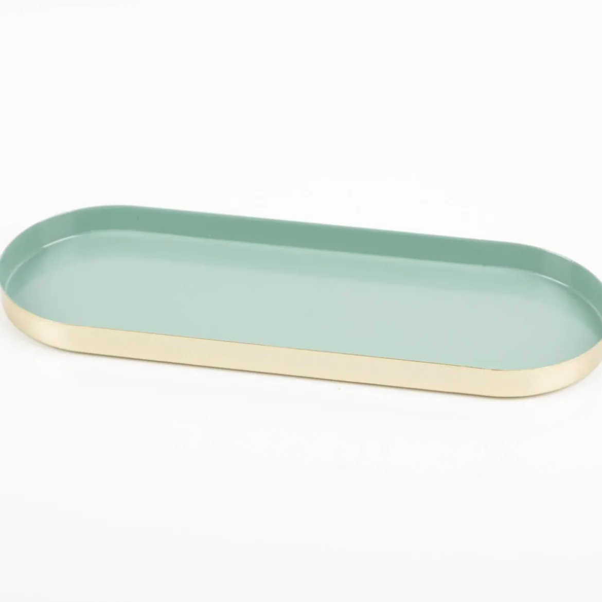 Deko Tablett aus Metall eukalyptus gold matt 28x10x1,5cm von Rayher