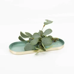 Deko Tablett aus Metall eukalyptus gold matt 28x10x1,5cm von Rayher