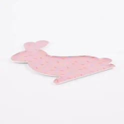 Dekotablett Hase rosa bunt 13x18cm