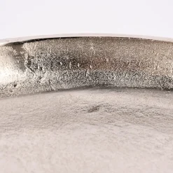 Deko Teller auf Fuß strukturiert Aluminium silberfarbig 49x27,5cm