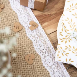Deko Tischband Jute Sackleinen mit Spitzenborte natur weiß 0,28x2,75m
