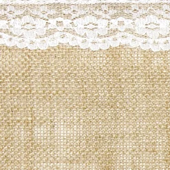 Deko Tischband Jute Sackleinen mit Spitzenborte natur weiß 0,28x2,75m