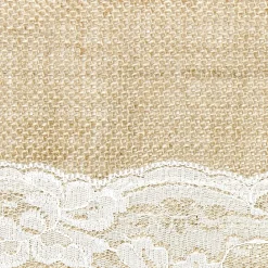 Deko Tischband Jute Sackleinen mit breiter Spitzenborte natur weiß 0,28x2,75m
