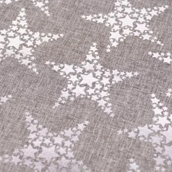 Deko Tischband Sterne metallic grau silberfarbig 28x250cm