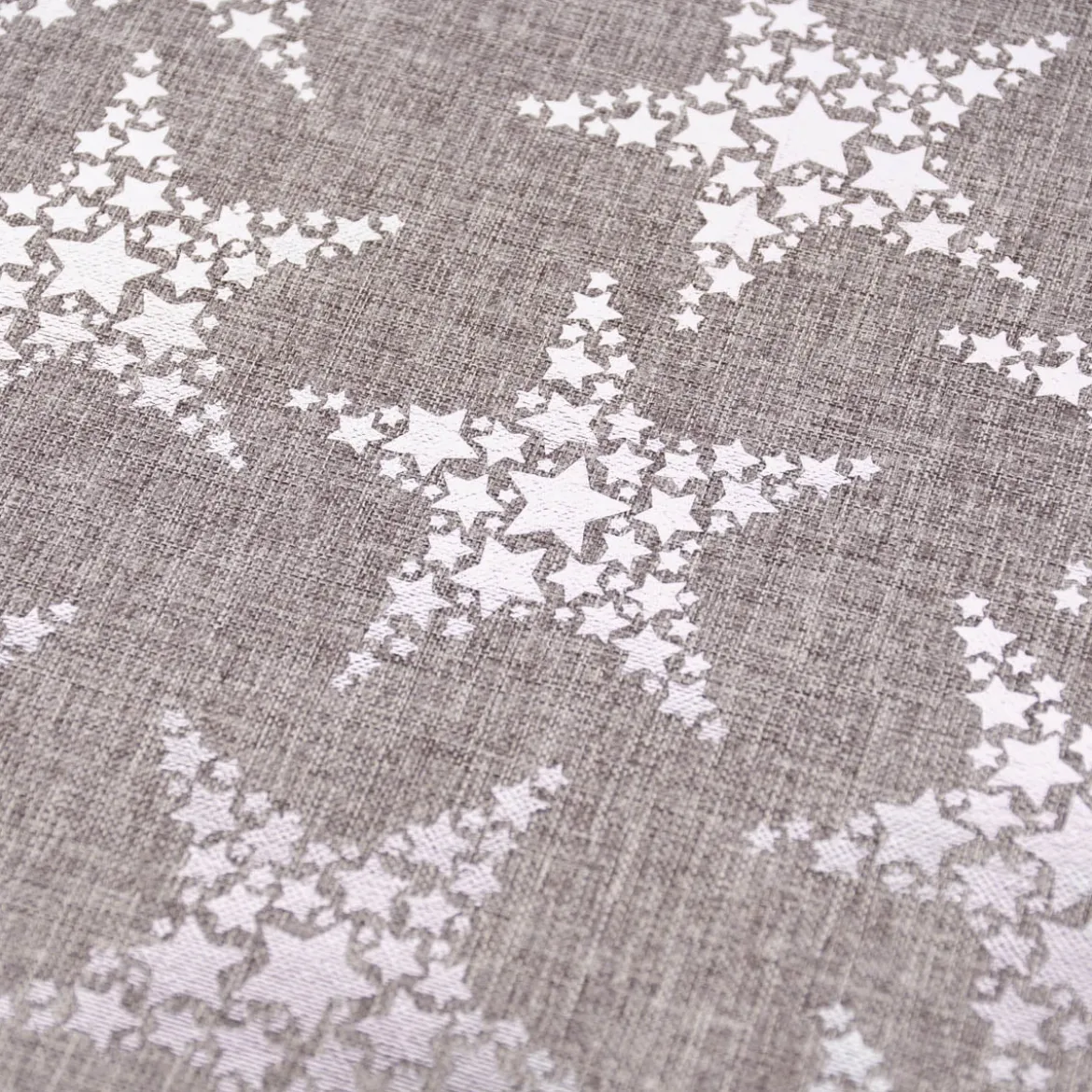 Deko Tischband Sterne metallic grau silberfarbig 28x250cm