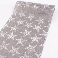 Deko Tischband Sterne metallic grau silberfarbig 28x250cm