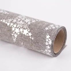 Deko Tischband Sterne metallic grau silberfarbig 28x250cm