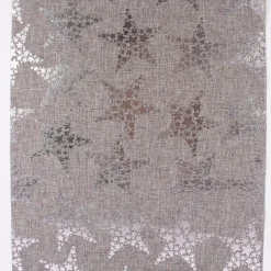 Deko Tischband Sterne metallic grau silberfarbig 28x250cm