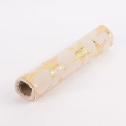 Deko Tischband Sterne metallic natur goldfarbig 28x250cm