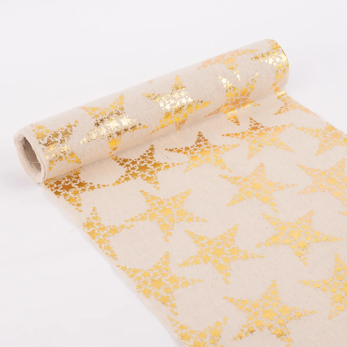 Deko Tischband Sterne metallic natur goldfarbig 28x250cm