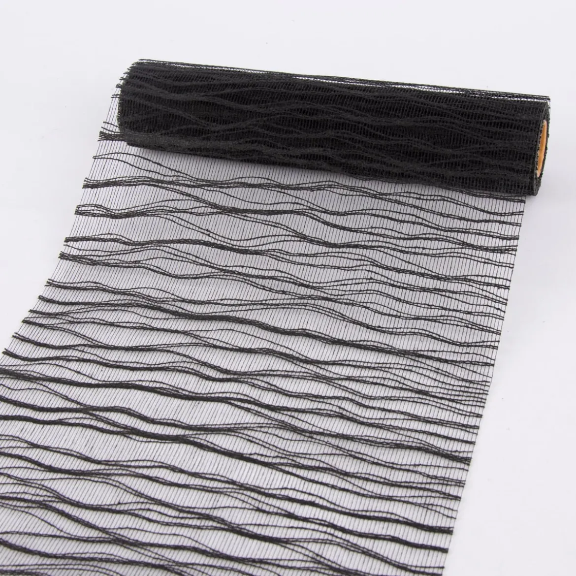 Deko Tischband Wellenmuster einfarbig schwarz 26x300cm