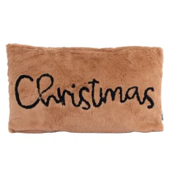 Deko Weihnachtskissen Christmas aus Plüsch braun 30x50cm