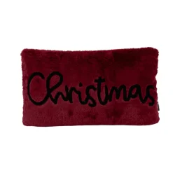 Deko Weihnachtskissen Christmas aus Plüsch rot schwarz 30x50cm