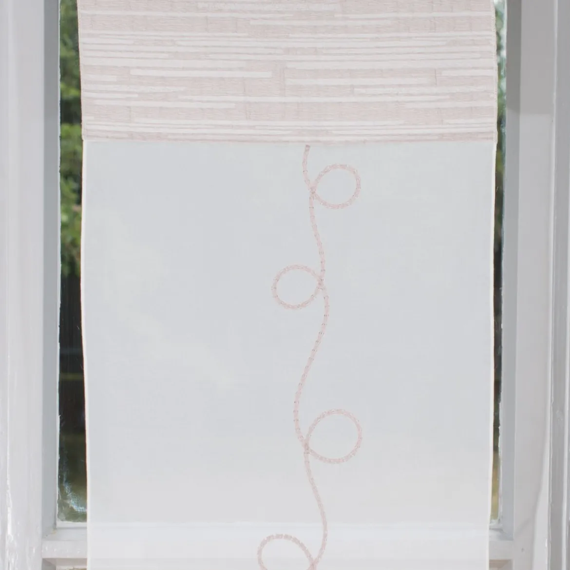 Design Miniflächen Scheiben Paneelen Set 3 Stück creme braun Stickerei 30cm Breite