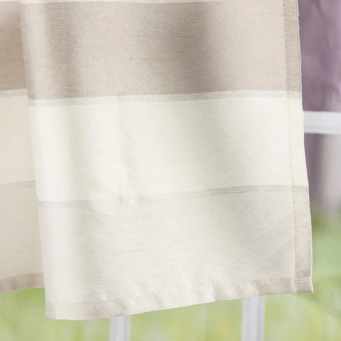 Design Ösenpanneaux Bistro Scheiben Gardine Streifen natur 50x140cm