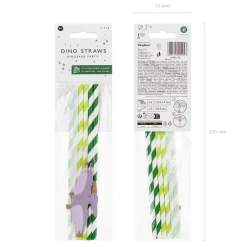 Dinosaurier Papierstrohhalme 6er Pack
