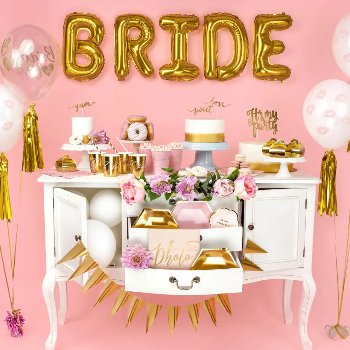 DIY-Girlande mit Wimpeln goldfarbig 13,5x215cm
