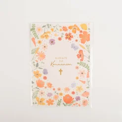 Doppelkarte Alles Gute zur Kommunion 12x17cm Blumen mit Goldveredelung von Grafik Werkstatt