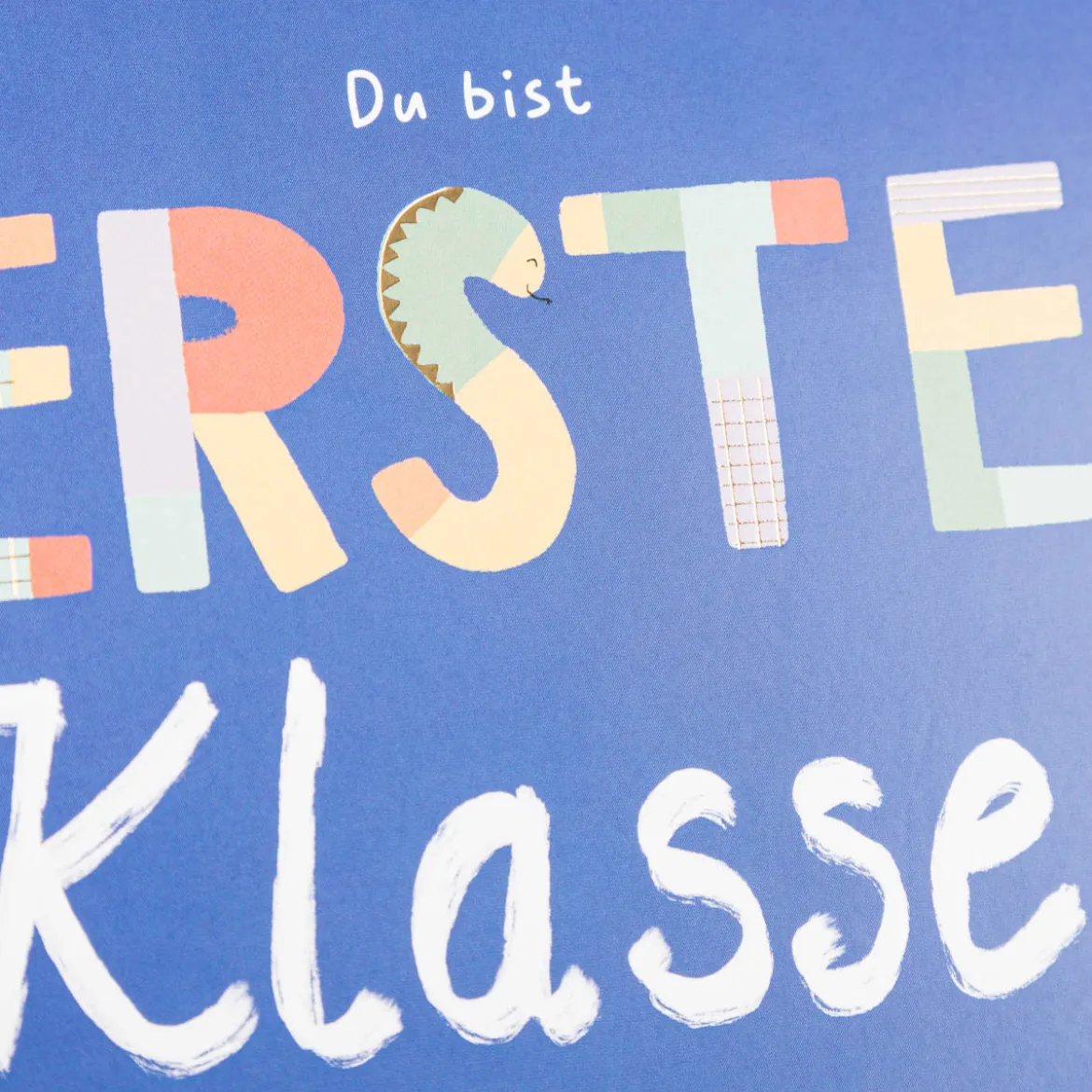 Doppelkarte Du bist ERSTE Klasse! mit Goldveredelung blau 12x17cm von Grafik Werkstatt