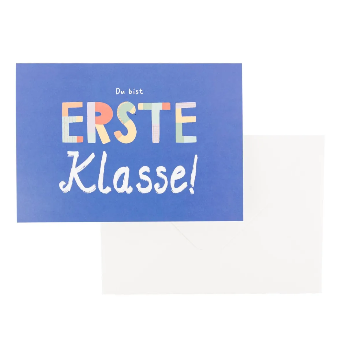 Doppelkarte Du bist ERSTE Klasse! mit Goldveredelung blau 12x17cm von Grafik Werkstatt