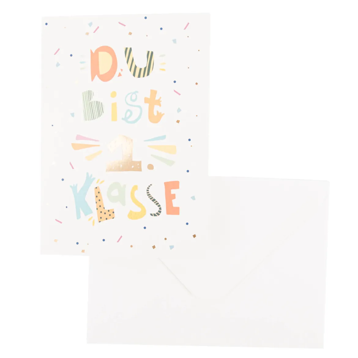 Doppelkarte Du bist 1. Klasse weiß bunt 12x17cm von Grafik Werkstatt