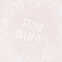 Doppelkarte Frohe Ostern Blumenkranz beige rosa weiß 12x17cm von Grafik Werkstatt