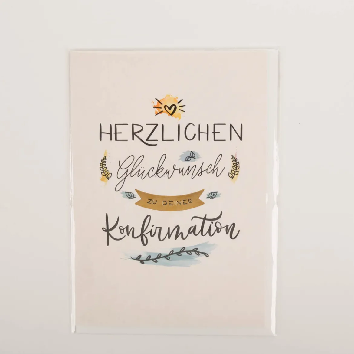Doppelkarte Herzlichen Glückwunsch zur Konfirmation 12x17cm mit Goldveredelung von Grafik Werkstatt