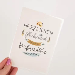 Doppelkarte Herzlichen Glückwunsch zur Konfirmation 12x17cm mit Goldveredelung von Grafik Werkstatt