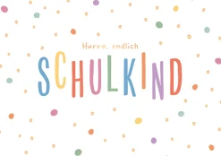 Doppelkarte Hurra, endlich SCHULKIND weiß bunt 12x17cm von Grafik Werkstatt