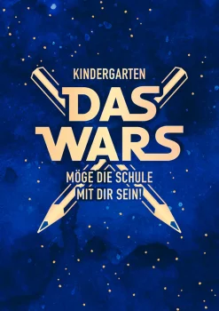 Doppelkarte Kindergarten DAS WARS mit Goldveredelung blau 12x17cm von Grafik Werkstatt
