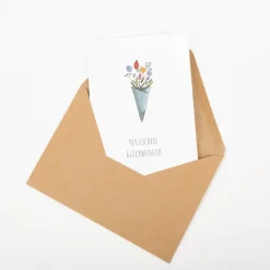 Doppelkarte mit Umschlag Herzlichen Glückwunsch Blumenstrauß A6 von KEITCARDS