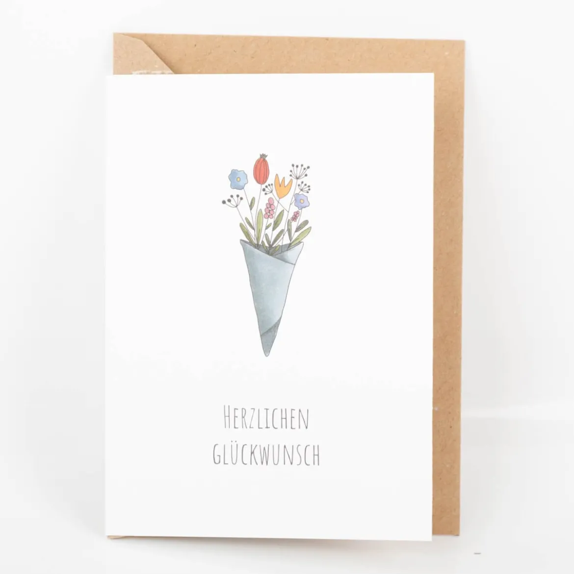 Doppelkarte mit Umschlag Herzlichen Glückwunsch Blumenstrauß A6 von KEITCARDS