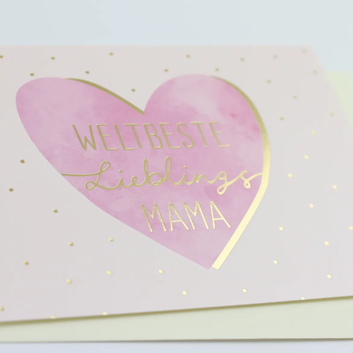 Doppelkarte Weltbeste Lieblingsmama mit Goldveredelung rosa 12x17cm von Grafik Werkstatt