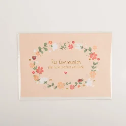 Doppelkarte Zur Kommunion... 12x17cm Blumenkranz mit Goldveredelung von Grafik Werkstatt