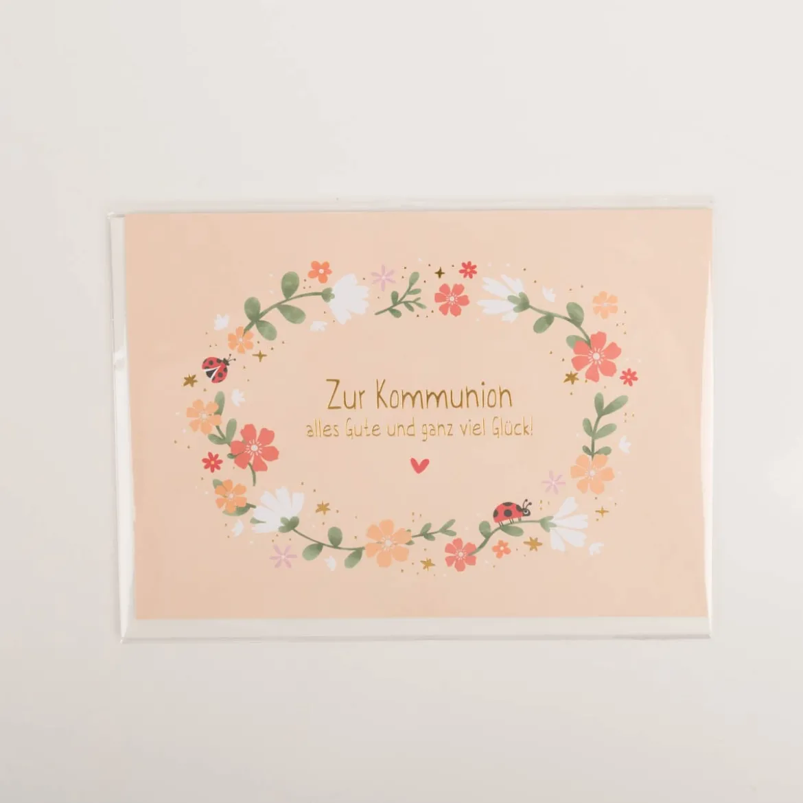 Doppelkarte Zur Kommunion... 12x17cm Blumenkranz mit Goldveredelung von Grafik Werkstatt