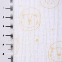 Double Gauze Musselin Bären Löwen Sternchen weiß 1,35m Breite