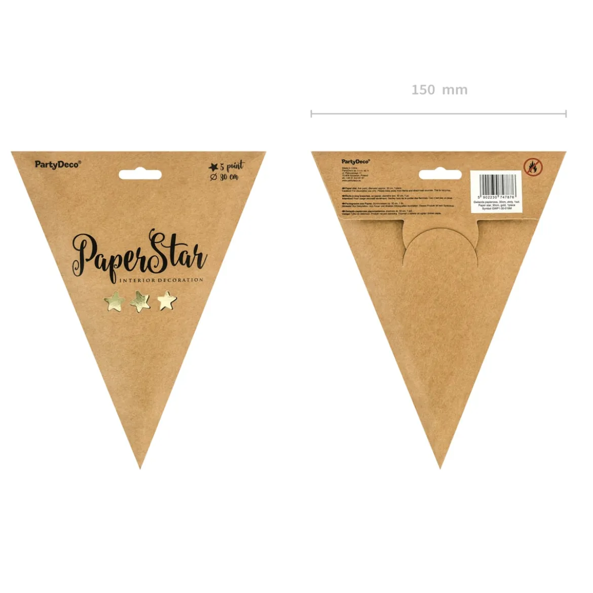 3D Papier-Stern Faltstern goldfarbig 30cm