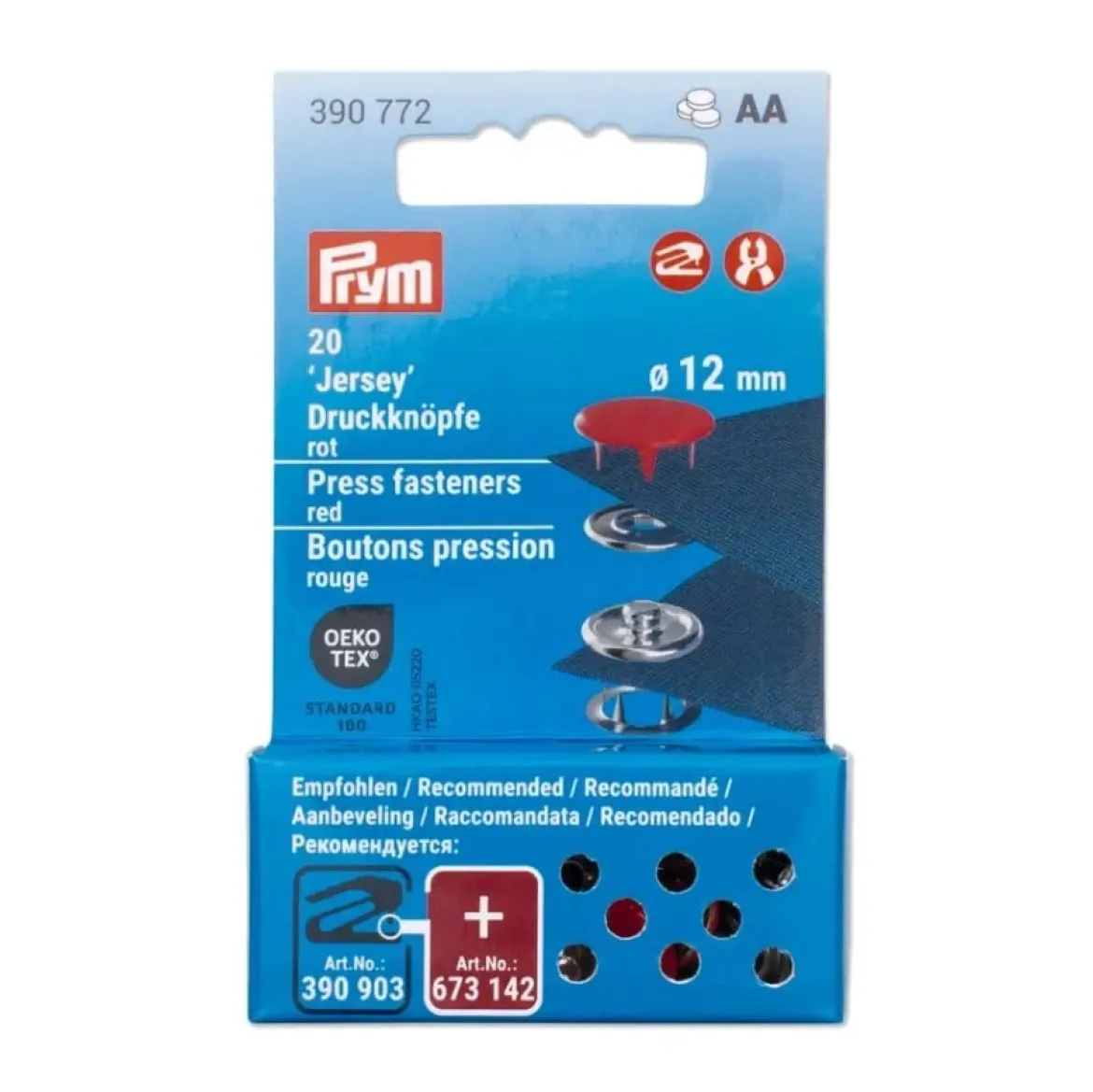 Druckknöpfe Jersey 12mm rot 20 Stk von Prym