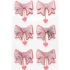 3D Sticker Schleifen mit Herzchen in Rosa 6Stk von Rico Design
