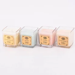 Duftkerze im Glas aus Sojawachs quadratisch Soybean Candle verschiedene Düfte 7x7x7,5cm