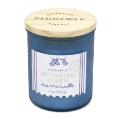 Duftkerze Sojakerze Coastal Sundried Linen im Glas mit Holzdeckel 40 Std Brenndauer von Paddywax