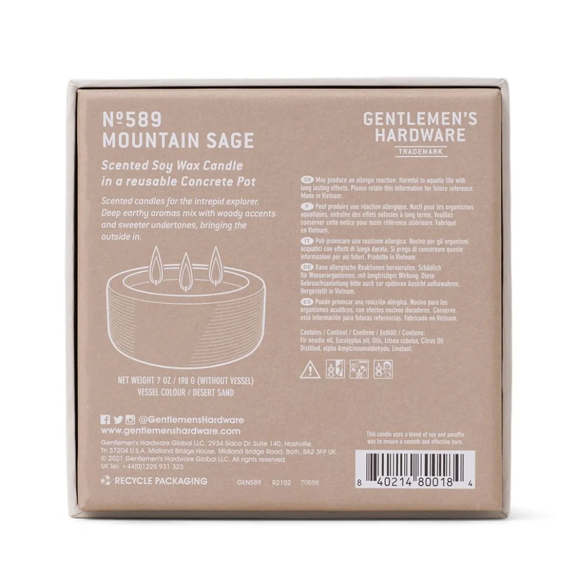 Duftkerze Sojakerze Concrete Candle Mountain Sage von Gentlemen´s Hardware